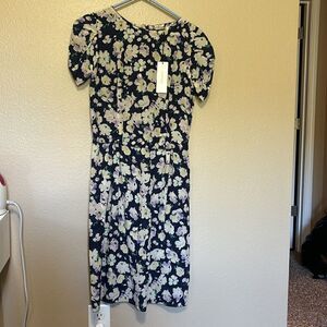 NWT VINTAGE Saks Fifth Avenue Nina Ricci blue/purple floral dress, size EU 38.